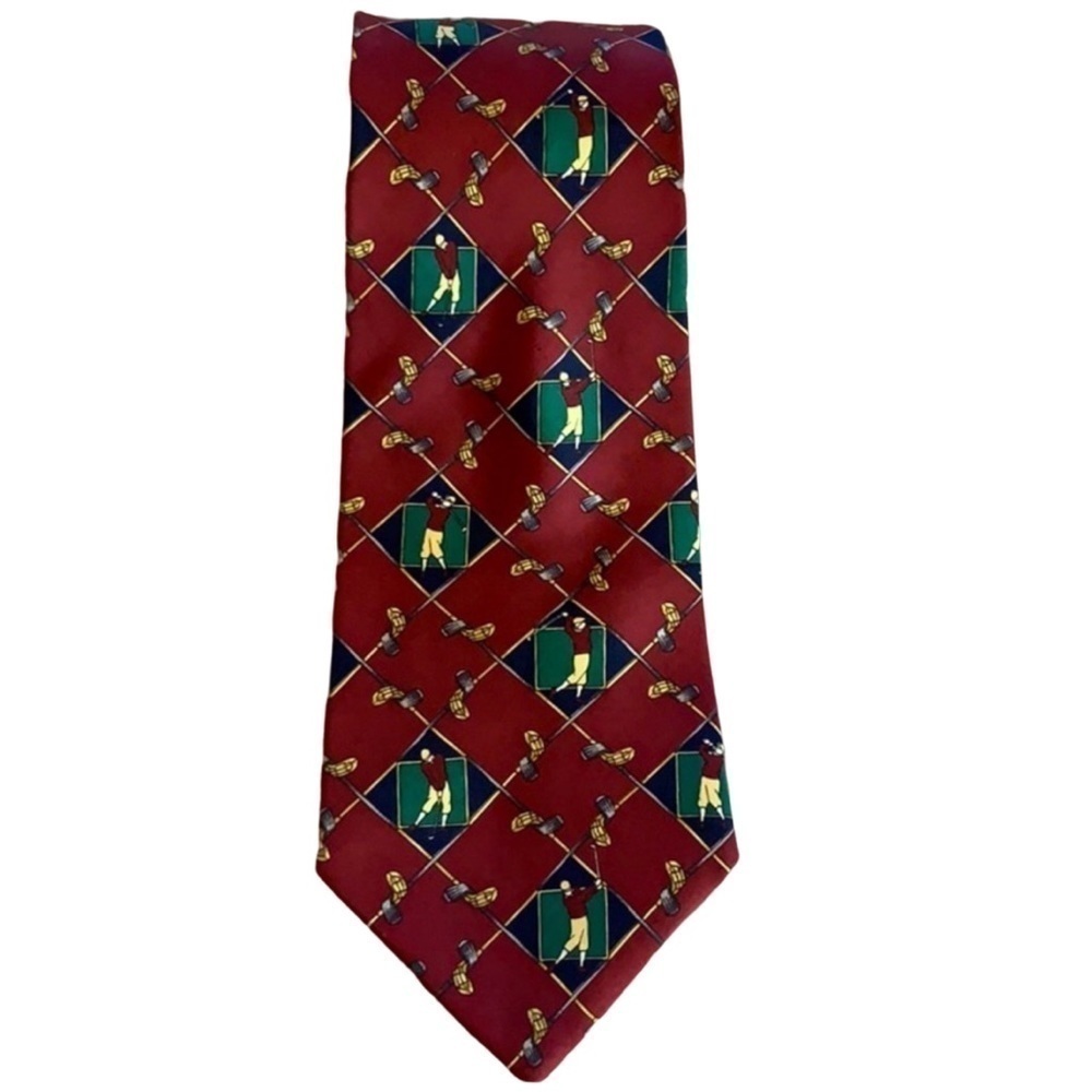 Tommy Hilfiger golfer and golf club silk tie